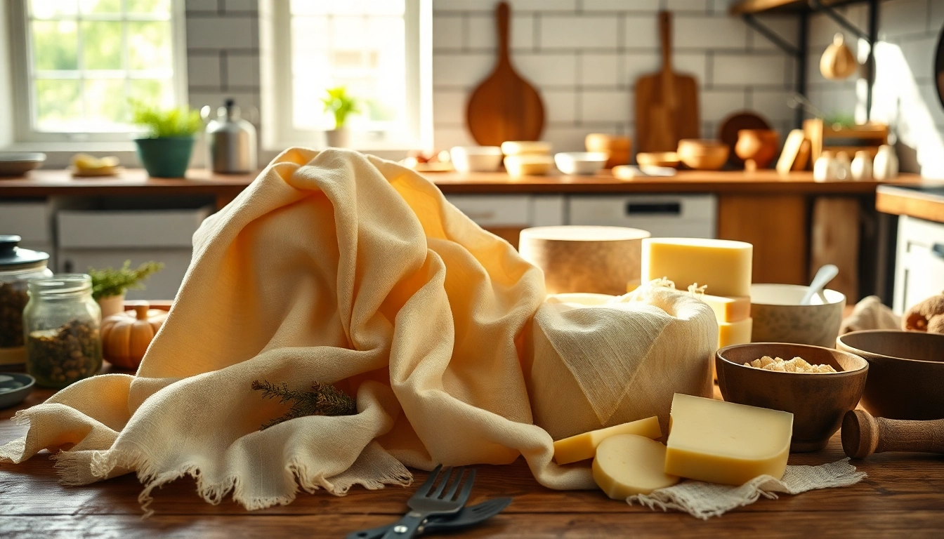 Kaasdoek met verschillende texturen mooi gepresenteerd in een keukenomgeving